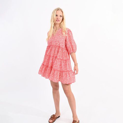 Printed Cotton Mini Dress with V-Neck - MOLLY BRACKEN - Modalova