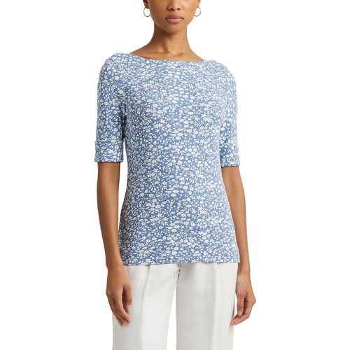 Floral Boat Neck T-Shirt in Cotton with Short Sleeves - Lauren Ralph Lauren - Modalova