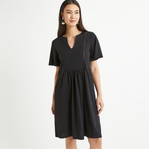 Mid-Length Dress with Notched Neck and Short Sleeves in Cotton Mix - Anne weyburn - Modalova