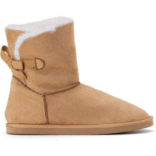 Faux Fur-Lined Ankle Boots with Flat Heel and Bow Trim - LA REDOUTE COLLECTIONS - Modalova
