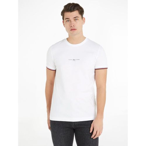 Tipped Logo Print T-Shirt in Cotton with Crew Neck - Tommy Hilfiger - Modalova