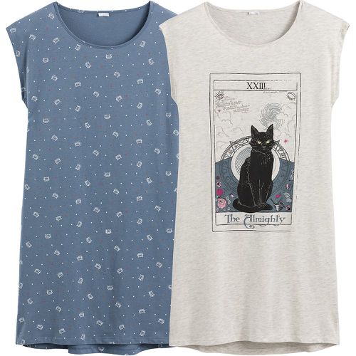 Pack of 2 Nightshirts in Printed Cotton with Short Sleeves - LA REDOUTE COLLECTIONS - Modalova