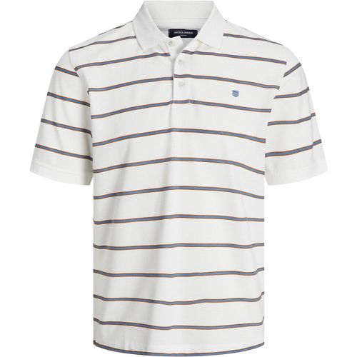 Striped Polo Shirt in Cotton Mix with Short Sleeves - jack & jones - Modalova