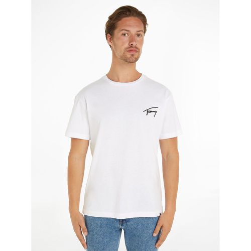 Cotton Signature Logo T-Shirt with Crew Neck - Tommy Jeans - Modalova