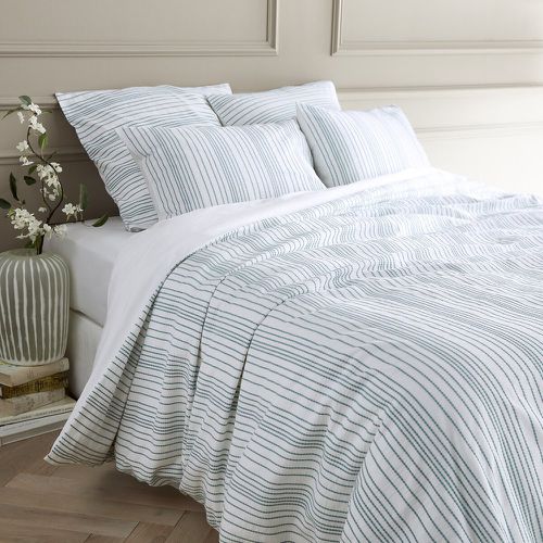 Roma Striped Embroidered 100% Washed Cotton Percale Duvet Cover - AM.PM - Modalova
