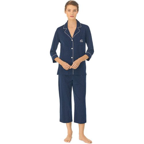 Polka Dot Cotton Pyjamas with 3/4 Length Sleeves - Lauren Ralph Lauren - Modalova