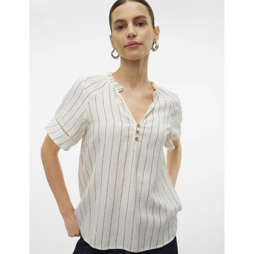 Striped Short Sleeve Blouse - Vero Moda - Modalova