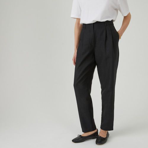Linen/Cotton Cigarette Trousers with Pleat Front, Length 27.5" - LA REDOUTE COLLECTIONS - Modalova