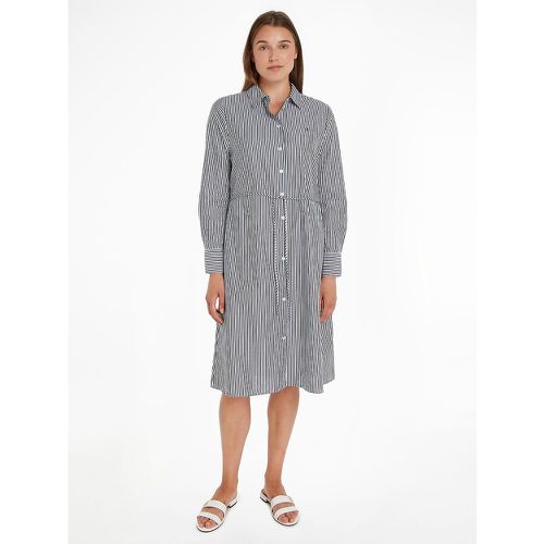 Striped Midi Shirt Dress with Long Sleeves in Cotton - Tommy Hilfiger - Modalova