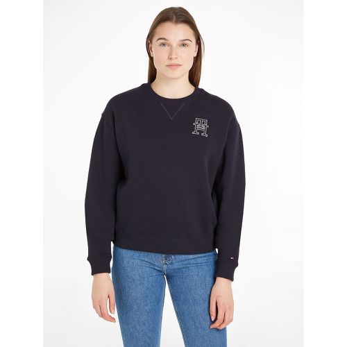 Cotton Mix Sweatshirt with Embroidered Logo and Crew Neck - Tommy Hilfiger - Modalova