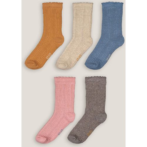 Pack of 5 Pairs of Socks in Plain Textured Cotton Mix - LA REDOUTE COLLECTIONS - Modalova