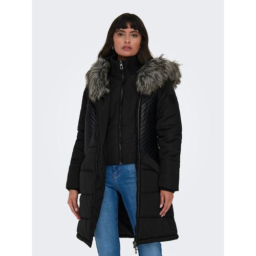 Long Hooded Parka with Faux Fur Trim - Only - Modalova