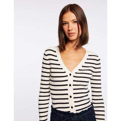 Milia Striped Short Cardigan in Fine Knit - Morgan - Modalova