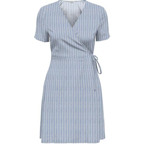 Striped Wrapover Mini Dress in Linen Mix - Only Petite - Modalova