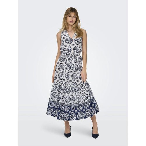 Printed Sleeveless Midi Dress with V-Neck in Cotton - JDY - Modalova