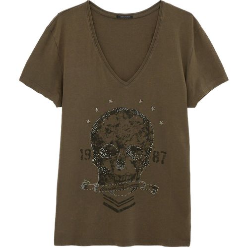 Cotton Skull Print T-Shirt with V-Neck and Short Sleeves - IKKS - Modalova