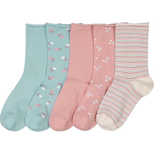Pack of 5 Pairs of Crew Socks in Pastel Cotton Mix - LA REDOUTE COLLECTIONS - Modalova