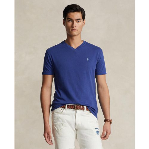 Embroidered Logo Cotton T-Shirt in Regular Fit with V-Neck - Polo Ralph Lauren - Modalova