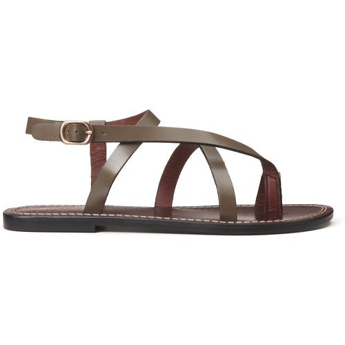 Leather Tie Post Sandals with Flat Heel - LA REDOUTE COLLECTIONS - Modalova