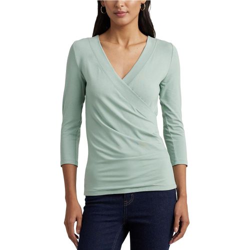 Alayja T-Shirt with Crossover V-Neck and 3/4 Length Sleeves - Lauren Ralph Lauren - Modalova