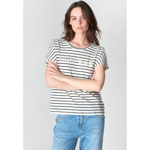 Breton Striped Cotton T-Shirt with Logo Print - LE TEMPS DES CERISES - Modalova