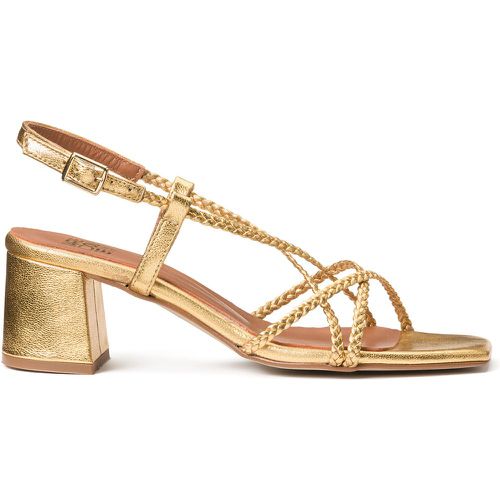 Les Signatures - Metallic Leather Heeled Sandals with Plaited Straps - LA REDOUTE COLLECTIONS - Modalova