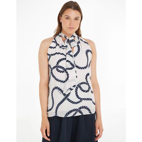 Graphic Print Sleeveless Blouse with Pussy Bow - Tommy Hilfiger - Modalova