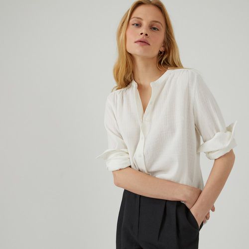 Cotton Mandarin Collar Blouse with Long Sleeves - LA REDOUTE COLLECTIONS - Modalova