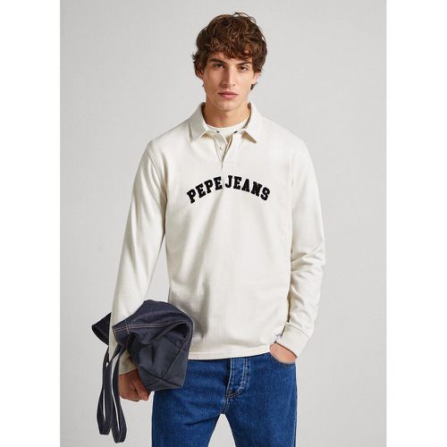 Flocked Logo Rugby Shirt in Cotton with Long Sleeves - Pepe Jeans - Modalova