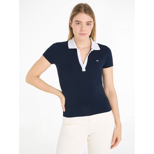 Cotton Polo Shirt with Contrasting Collar and Short Sleeves - Tommy Jeans - Modalova