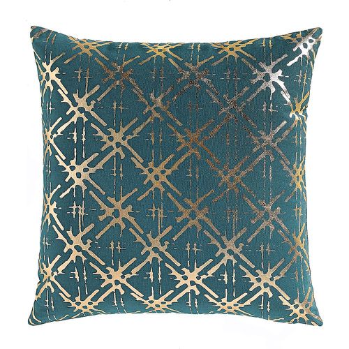 Zanja Green & Gold Metallic Detail Cotton Cushion Cover - LA REDOUTE INTERIEURS - Modalova