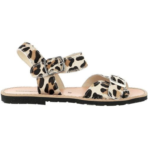 Avarca Boucle Leopard Sandals with Flat Heel in Leather - MINORQUINES - Modalova