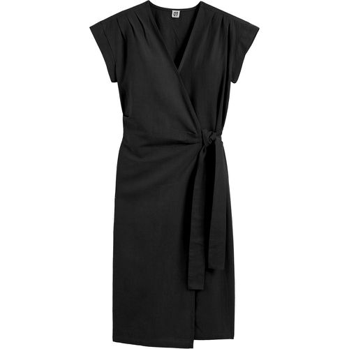 Wrapover Midi Shift Dress in Cotton/Linen - LA REDOUTE COLLECTIONS - Modalova