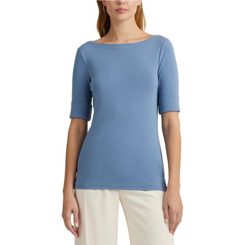 Judy Boat Neck T-Shirt in Cotton with Short Sleeves - Lauren Ralph Lauren - Modalova