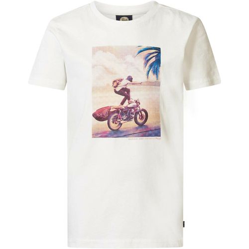 Printed Cotton T-Shirt with Crew Neck - PETROL INDUSTRIES - Modalova