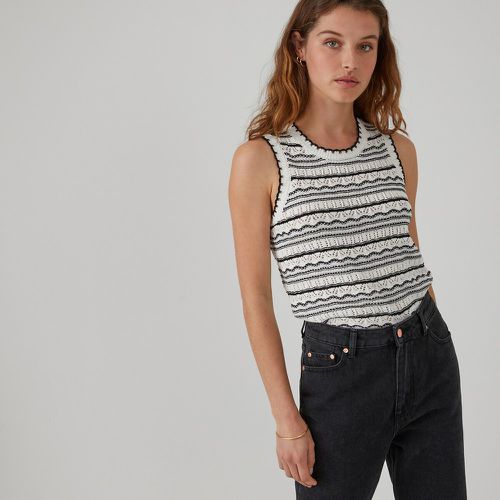 Striped Cotton Vest Top in Pointelle Knit - LA REDOUTE COLLECTIONS - Modalova