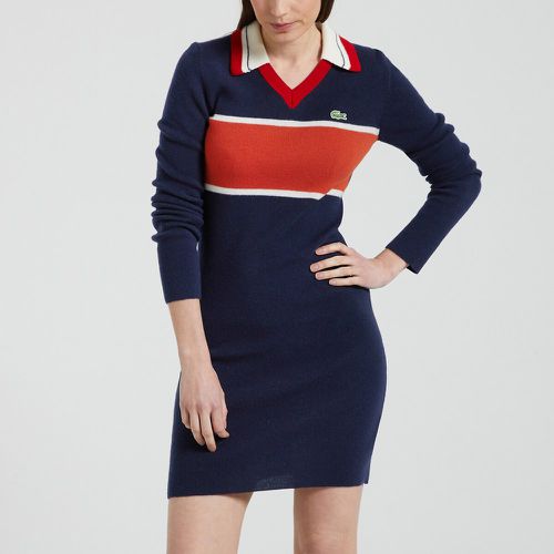Contrasting Striped Polo Dress in Wool with Embroidered Logo - Lacoste - Modalova