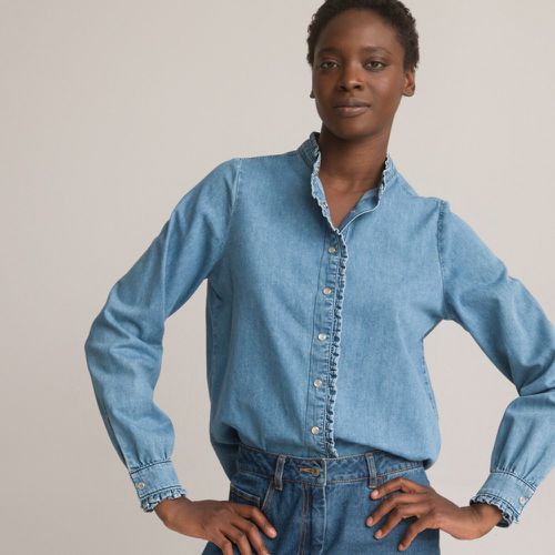 Organic Cotton Denim Shirt with Ruffled Victorian Collar and Long Sleeves - LA REDOUTE COLLECTIONS - Modalova