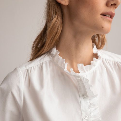 Cotton Victorian Collar Blouse with Ruffles and Long Sleeves - LA REDOUTE COLLECTIONS - Modalova