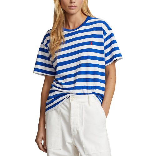 Horizontal Stripe Cotton T-Shirt with Crew Neck and Short Sleeves - Polo Ralph Lauren - Modalova