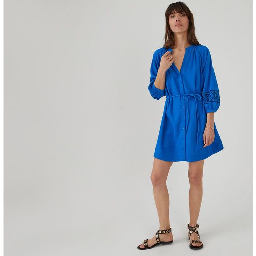 Cotton Full Mini Dress with Long Embroidered Sleeves - LA REDOUTE COLLECTIONS - Modalova