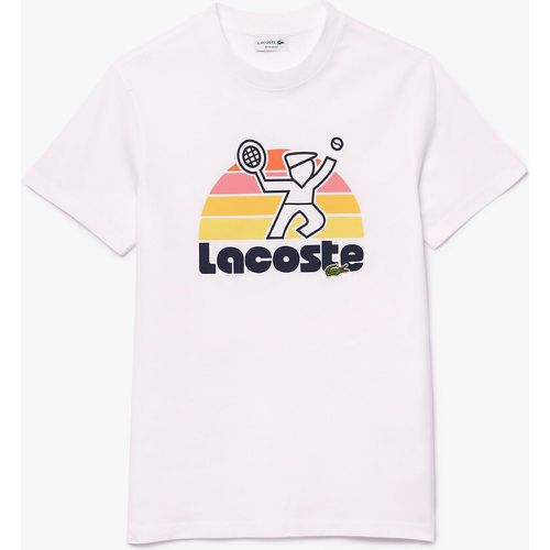 Logo Print Cotton T-Shirt in Jersey with Crew Neck - Lacoste - Modalova