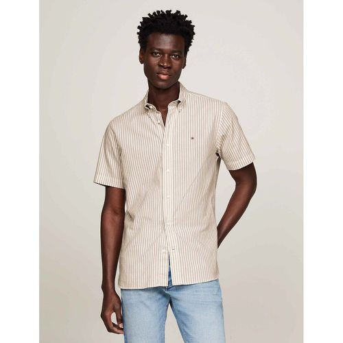 Striped Shirt in Cotton/Linen Mix with Short Sleeves - Tommy Hilfiger - Modalova