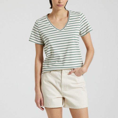 Striped Cotton T-Shirt with V-Neck, Regular Fit - PETIT BATEAU - Modalova