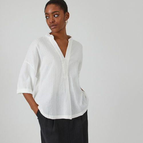 Textured Cotton Blouse with Mandarin Collar - LA REDOUTE COLLECTIONS - Modalova