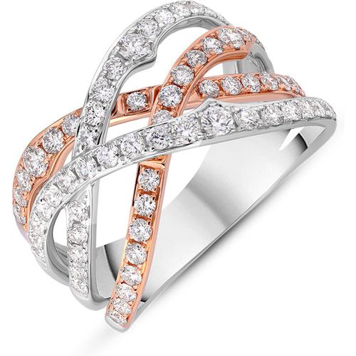 Ct Rose and White Gold Diamond Crossover Band Ring - C W Sellors Diamond Jewellery - Modalova