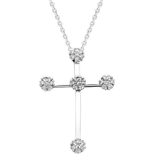 Ct White Gold Diamond Cluster Cross Necklace - C W Sellors Diamond Jewellery - Modalova