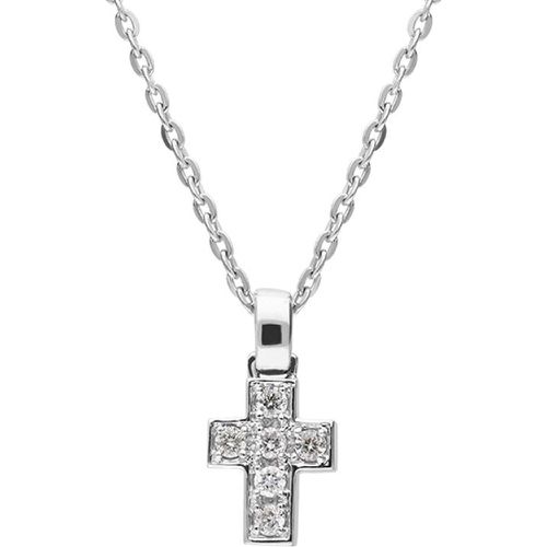 Ct White Gold 0.05ct Diamond Cross Necklace - C W Sellors Diamond Jewellery - Modalova