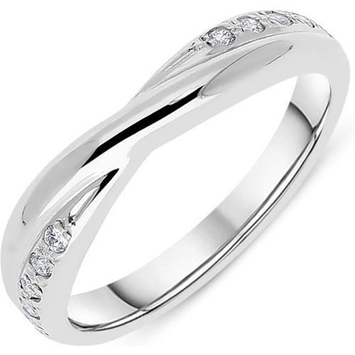 Ct White Gold 0.10ct Diamond 3mm Crossover Wedding Ring - C W Sellors Diamond Jewellery - Modalova