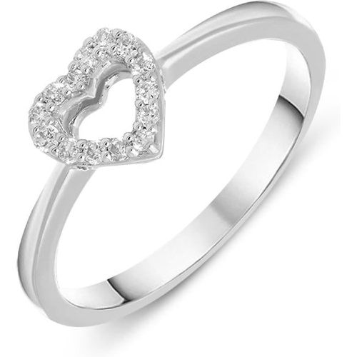 Ct White Gold 0.12ct Diamond Open Heart Ring - C W Sellors Diamond Jewellery - Modalova